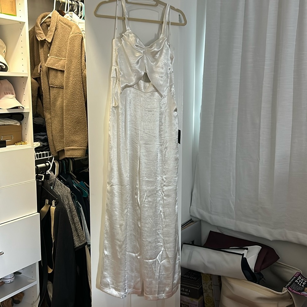 Lulus White Satin Jumpsuit